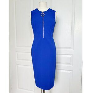 Calvin Klein Fitted Midi Dress Royal Blue Size 2
